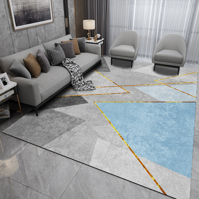 Distressed Graphic Print Rug Polyester Carpet Non-Slip Backing Indoor Rug for Living Room