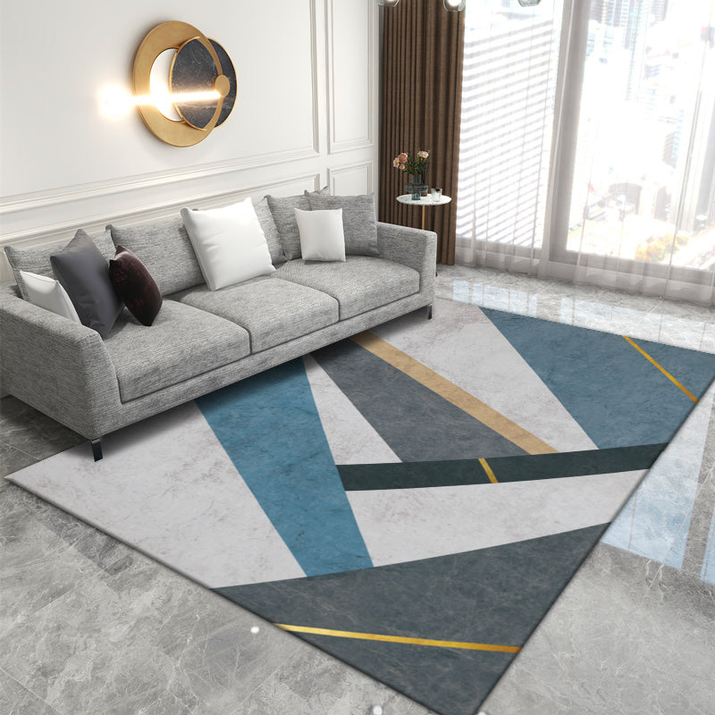 Distressed Graphic Print Rug Polyester Carpet Non-Slip Backing Indoor Rug for Living Room