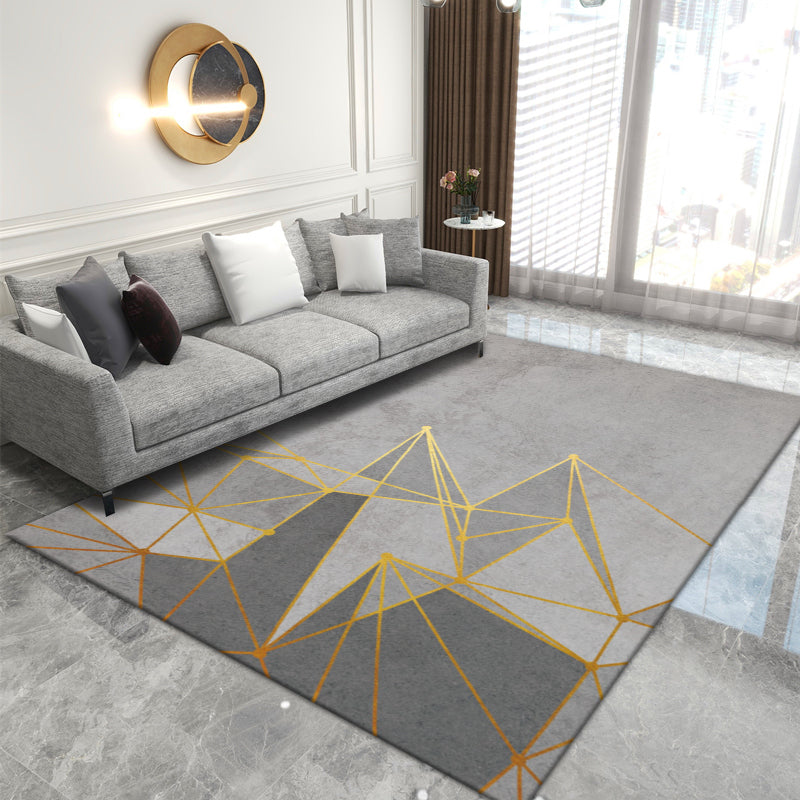 Distressed Graphic Print Rug Polyester Carpet Non-Slip Backing Indoor Rug for Living Room