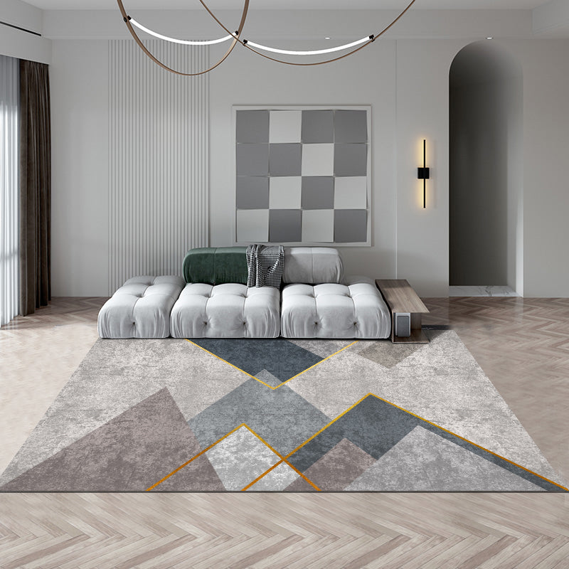 Distressed Graphic Print Rug Polyester Carpet Non-Slip Backing Indoor Rug for Living Room