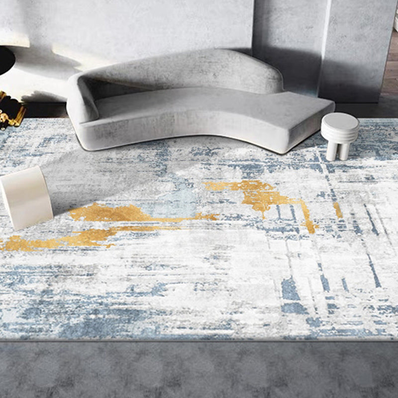Distressed Graphic Print Rug Polyester Carpet Non-Slip Backing Indoor Rug for Living Room