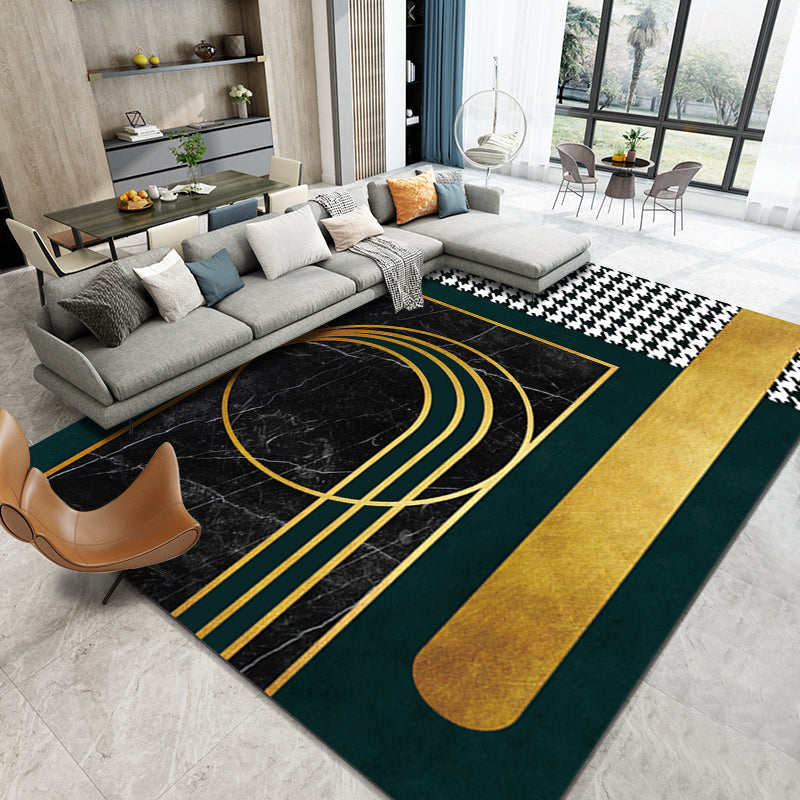 Distressed Graphic Print Rug Polyester Carpet Non-Slip Backing Indoor Rug for Living Room