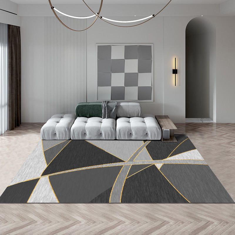 Distressed Graphic Print Rug Polyester Carpet Non-Slip Backing Indoor Rug for Living Room