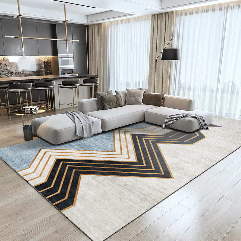 Distressed Graphic Print Rug Polyester Carpet Non-Slip Backing Indoor Rug for Living Room