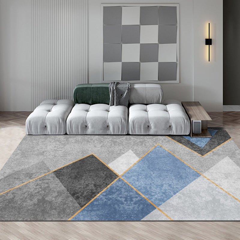 Distressed Graphic Print Rug Polyester Carpet Non-Slip Backing Indoor Rug for Living Room