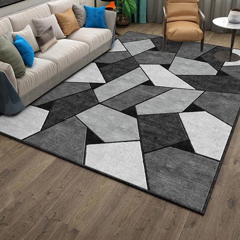 Black Minimalist Rug Blending Graphic Rug Washable Indoor Rug for Drawing Room