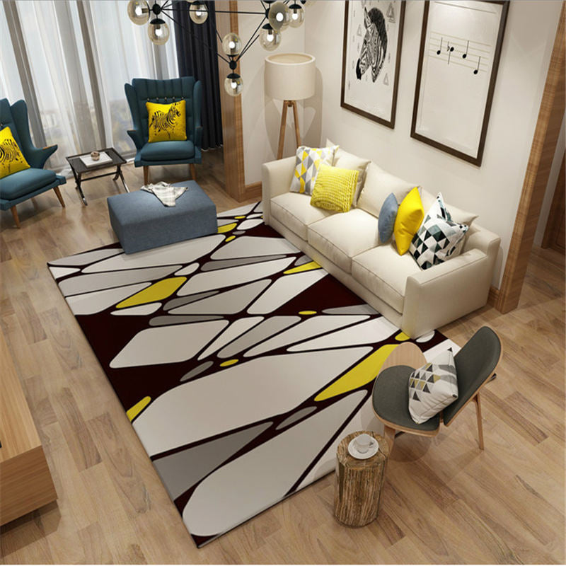 Gray Contemporary Rug Blending Graphic Area Rug Stain Resistant Rug for Living Room