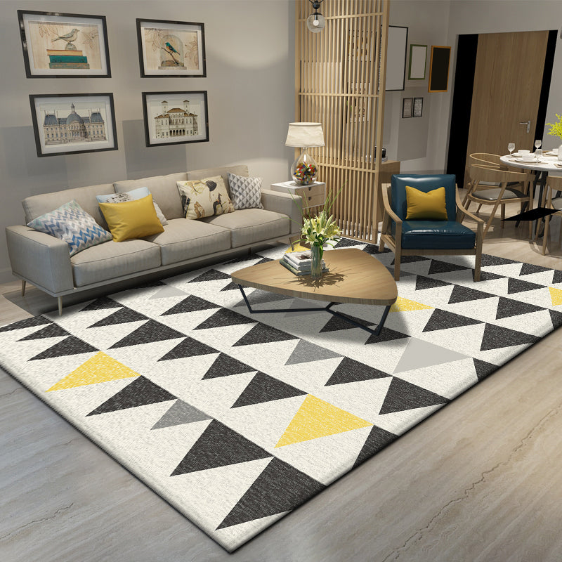Fancy Geometric Pattern Area Rug Modern Greay Area Rug Polyester Stain Resistant Rug for Home Decor