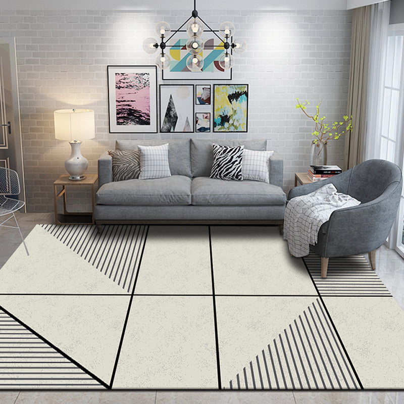 Fancy Geometric Pattern Area Rug Modern Greay Area Rug Polyester Stain Resistant Rug for Home Decor