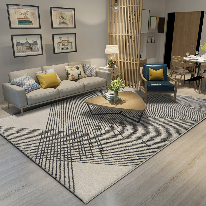 Fancy Geometric Pattern Area Rug Modern Greay Area Rug Polyester Stain Resistant Rug for Home Decor