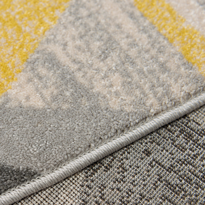 Fancy Geometric Pattern Area Rug Modern Greay Area Rug Polyester Stain Resistant Rug for Home Decor