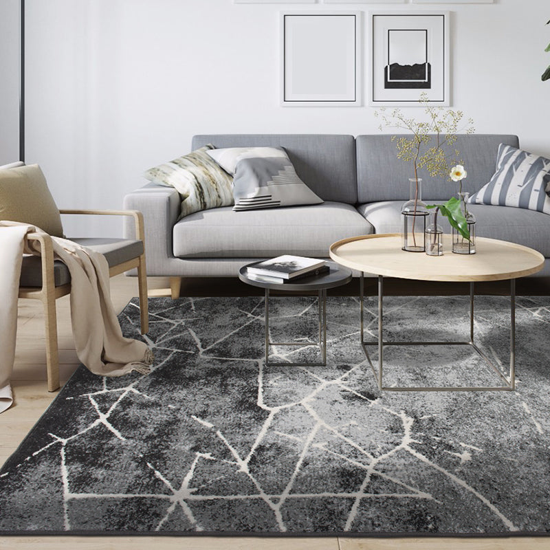 Fancy Geometric Pattern Area Rug Modern Greay Area Rug Polyester Stain Resistant Rug for Home Decor