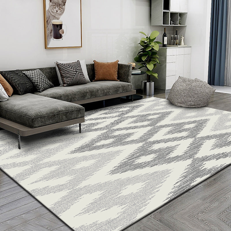 Fancy Geometric Pattern Area Rug Modern Greay Area Rug Polyester Stain Resistant Rug for Home Decor