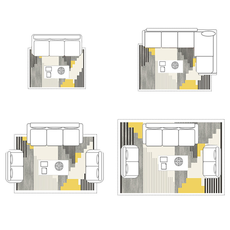 Fancy Geometric Pattern Area Rug Modern Greay Area Rug Polyester Stain Resistant Rug for Home Decor