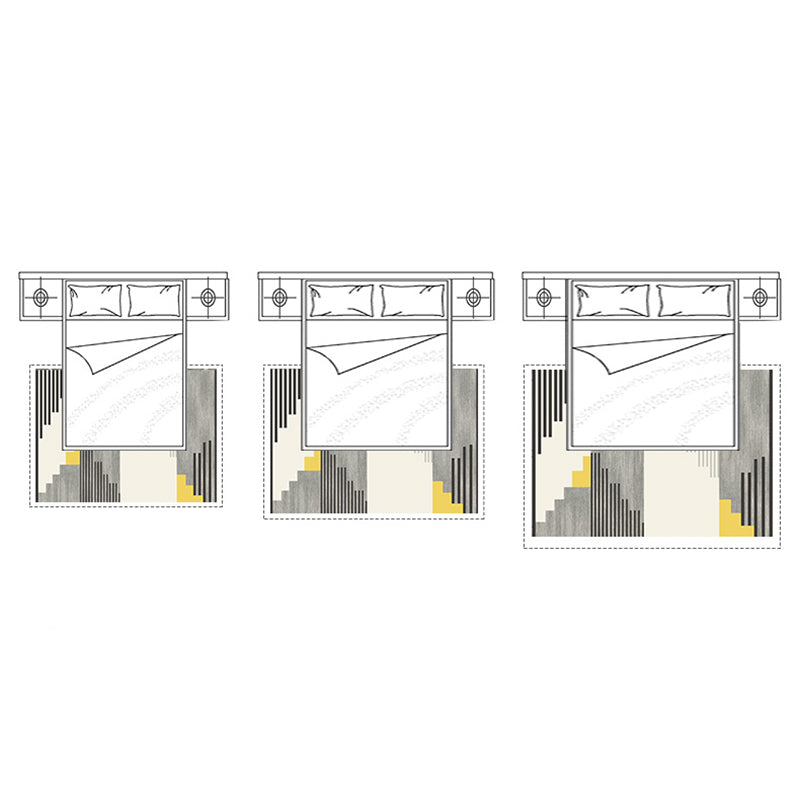 Fancy Geometric Pattern Area Rug Modern Greay Area Rug Polyester Stain Resistant Rug for Home Decor