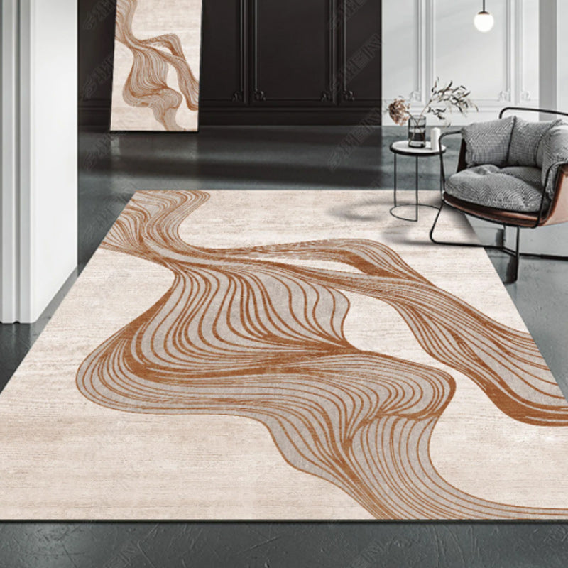 Reddish Brown Modern Carpet Blending Line Carpet Washable Carpet for Home Decor