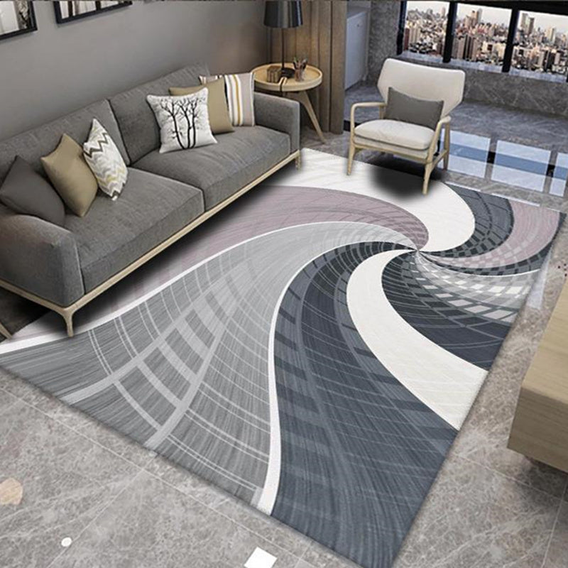 White Modern Rug Blending Graphic Indoor Rug Non-Slip Backing Rug for Living Room