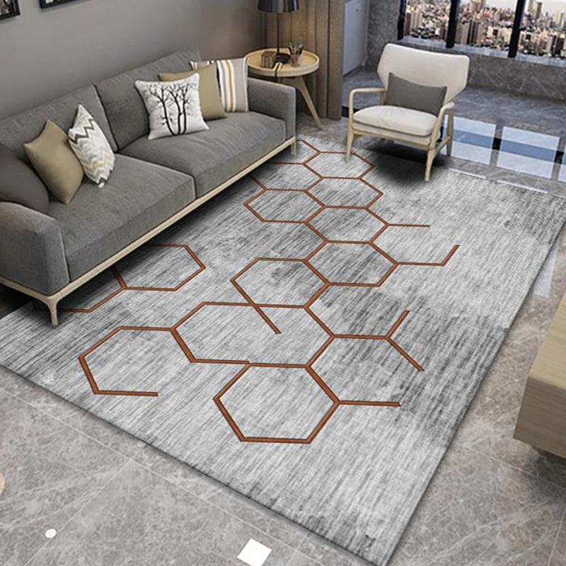White Modern Rug Blending Graphic Indoor Rug Non-Slip Backing Rug for Living Room