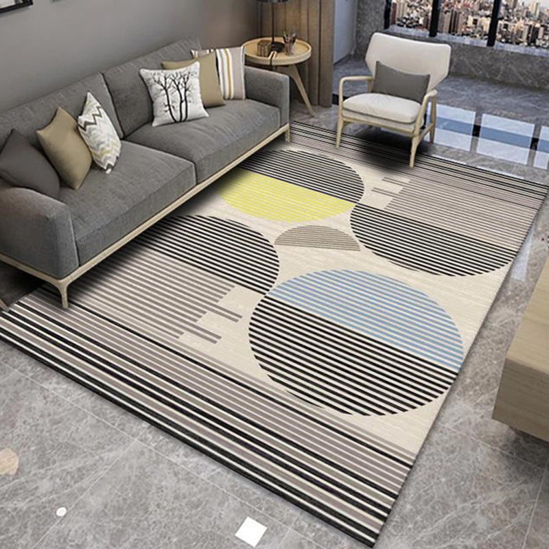 White Modern Rug Blending Graphic Indoor Rug Non-Slip Backing Rug for Living Room