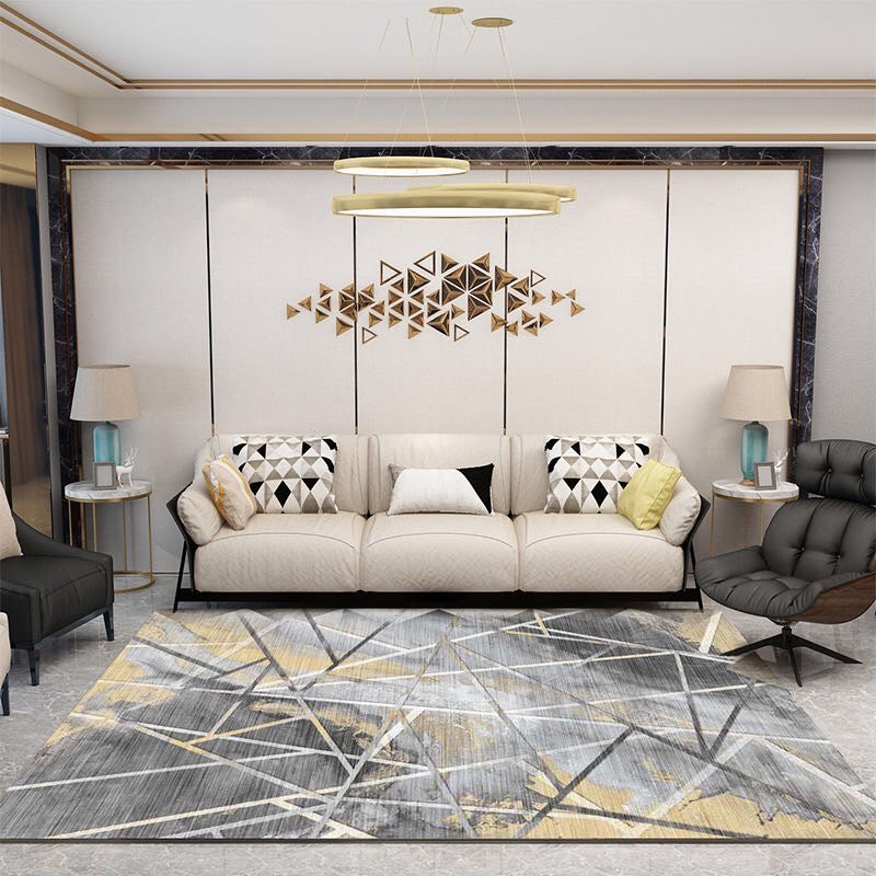 Modern Geometric Indoor Rug Leisure Patchwork Area Rug Polyester Carpet for Living Room