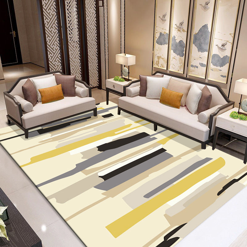 Modern Indoor Rug Geometric Patchwork Area Rug Polyester Non-Slip Carpet for Living Room