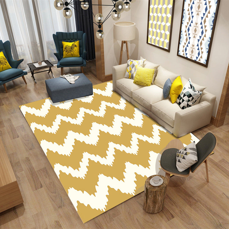 Modern Indoor Rug Geometric Patchwork Area Rug Polyester Non-Slip Carpet for Living Room