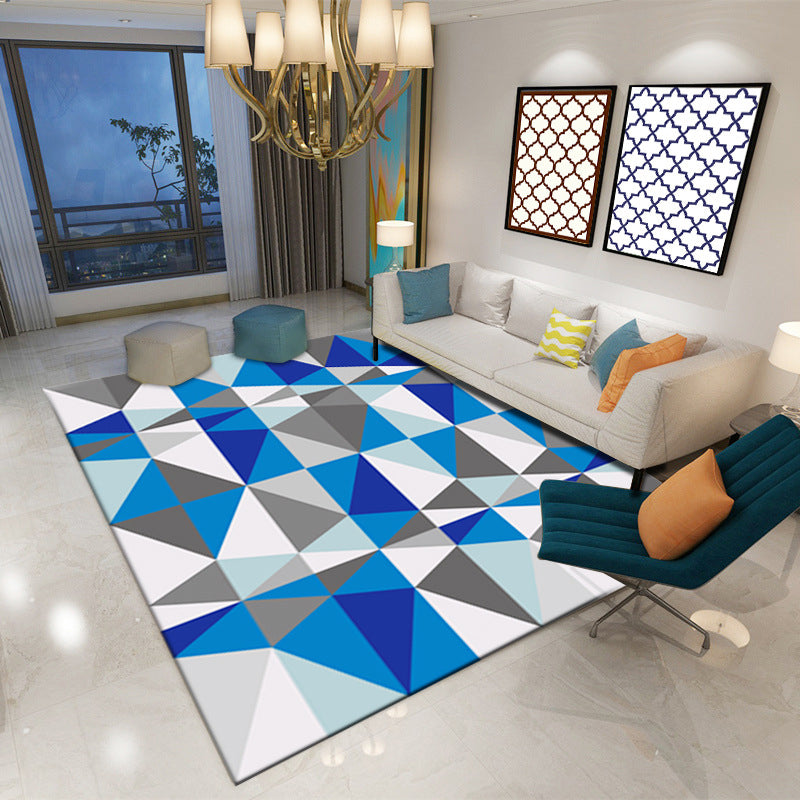 Modern Indoor Rug Geometric Patchwork Area Rug Polyester Non-Slip Carpet for Living Room