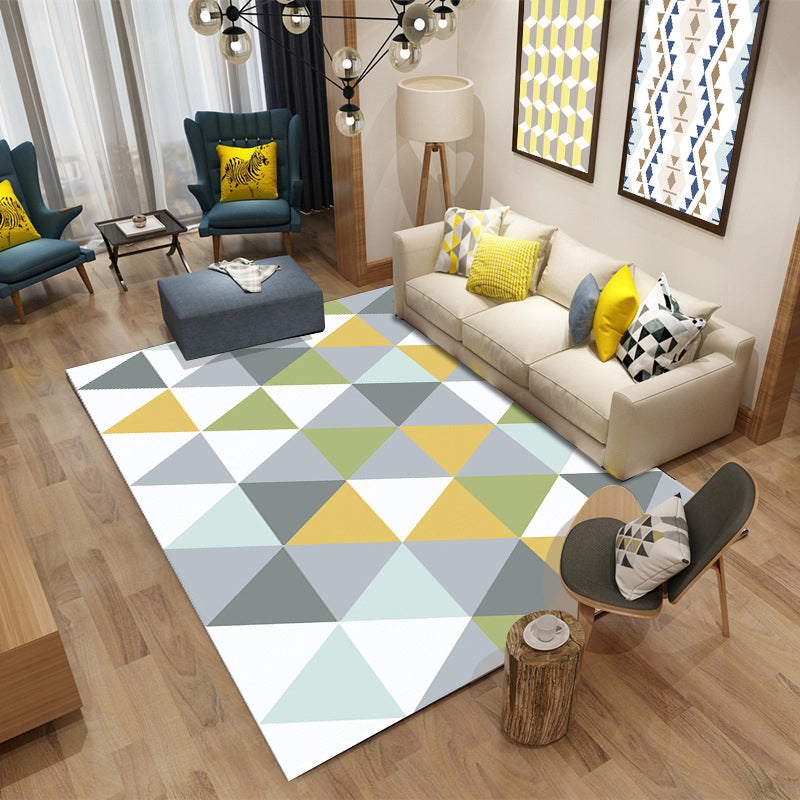 Modern Indoor Rug Geometric Patchwork Area Rug Polyester Non-Slip Carpet for Living Room