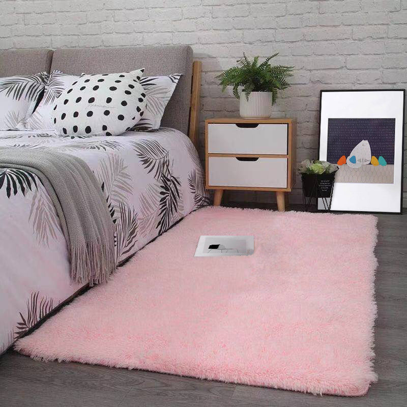 Fancy Grau Area Teppich Feste Farbe Polyester Fläche Rug Plüsch Easy Care Teppich für Wohnkultur