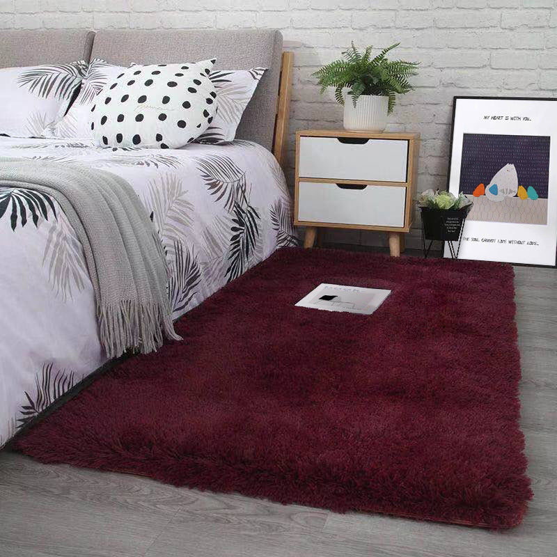 Fancy Grau Area Teppich Feste Farbe Polyester Fläche Rug Plüsch Easy Care Teppich für Wohnkultur