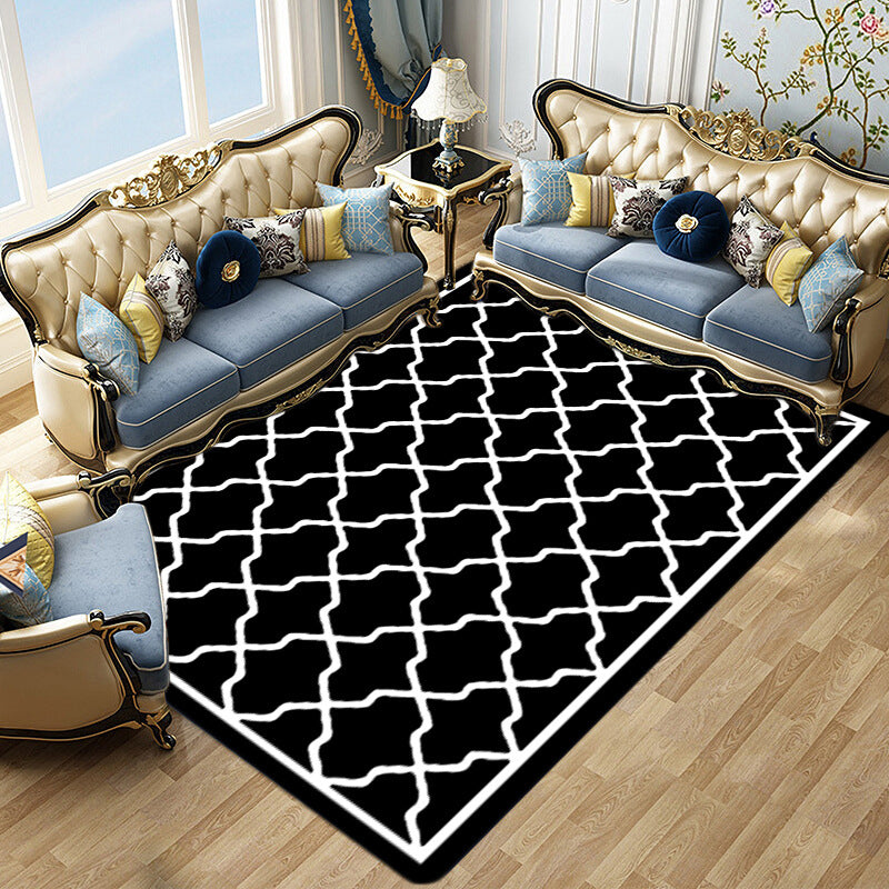 Modern Matrix Pattern Rug Polyester Area Carpet Stain Resistant Indoor Rug for Home Decoration