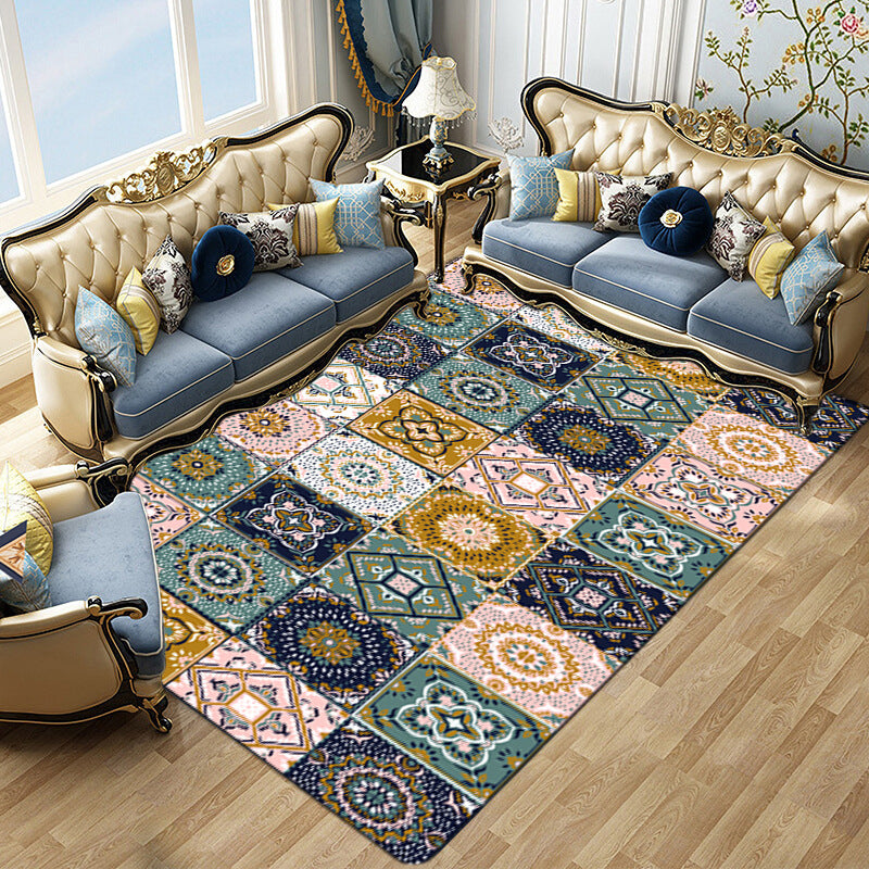 Modern Matrix Pattern Rug Polyester Area Carpet Stain Resistant Indoor Rug for Home Decoration