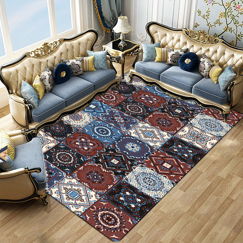 Modern Matrix Pattern Rug Polyester Area Carpet Stain Resistant Indoor Rug for Home Decoration