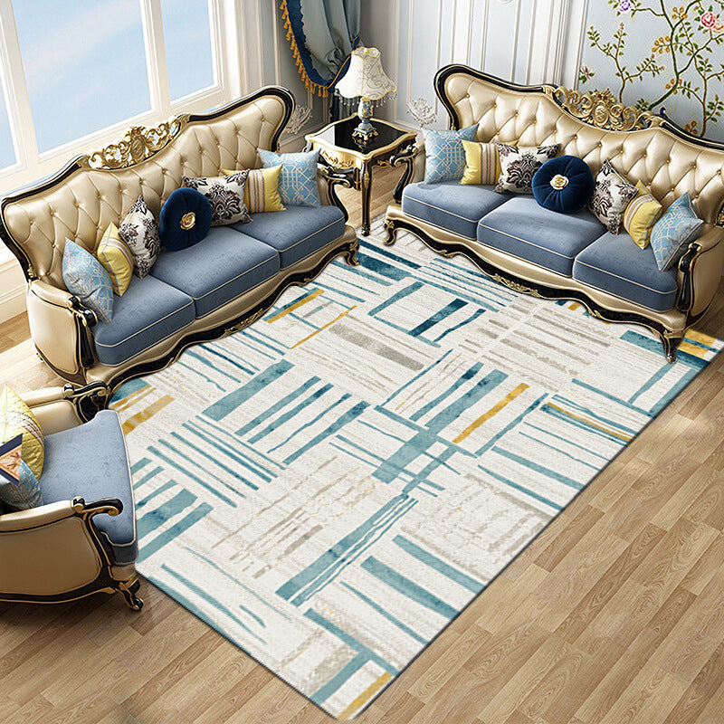 Modern Matrix Pattern Rug Polyester Area Carpet Stain Resistant Indoor Rug for Home Decoration