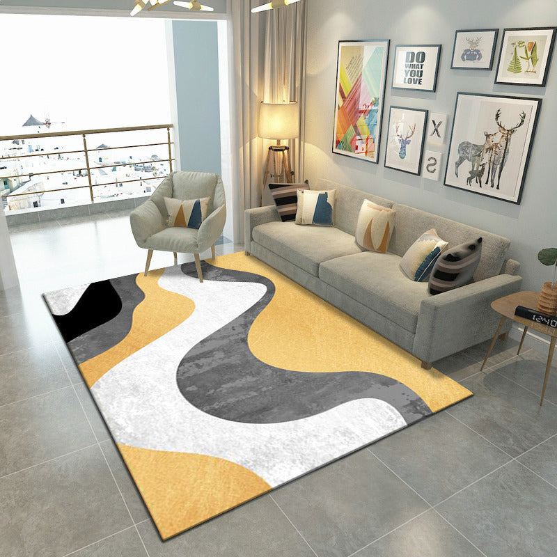 Geometric Carpet Trendy Polyester Indoor Rug Non-Slip Backing Area Rug for Living Room