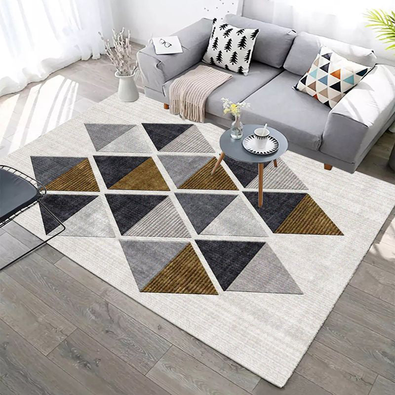 Pink Contemporary Rug Polyester Geometric Rug Washable Rug for Living Room