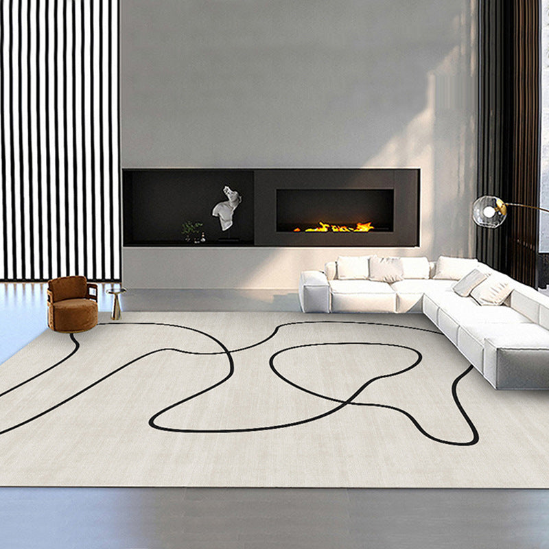 White Modern Carpet Polyester Color Block Carpet Stain Resistant Carpet for Drawing Room