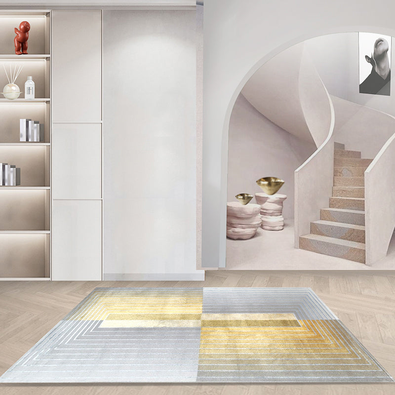 Salle de salon moderne Bloc de couleur du tapis Polyester Area Rapis de support sans glissement