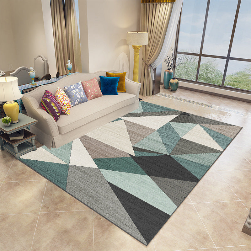 Funky Geometric Indoor Rug Modern Patchwork Area Rug Polyester Non-Slip Carpet for Living Room