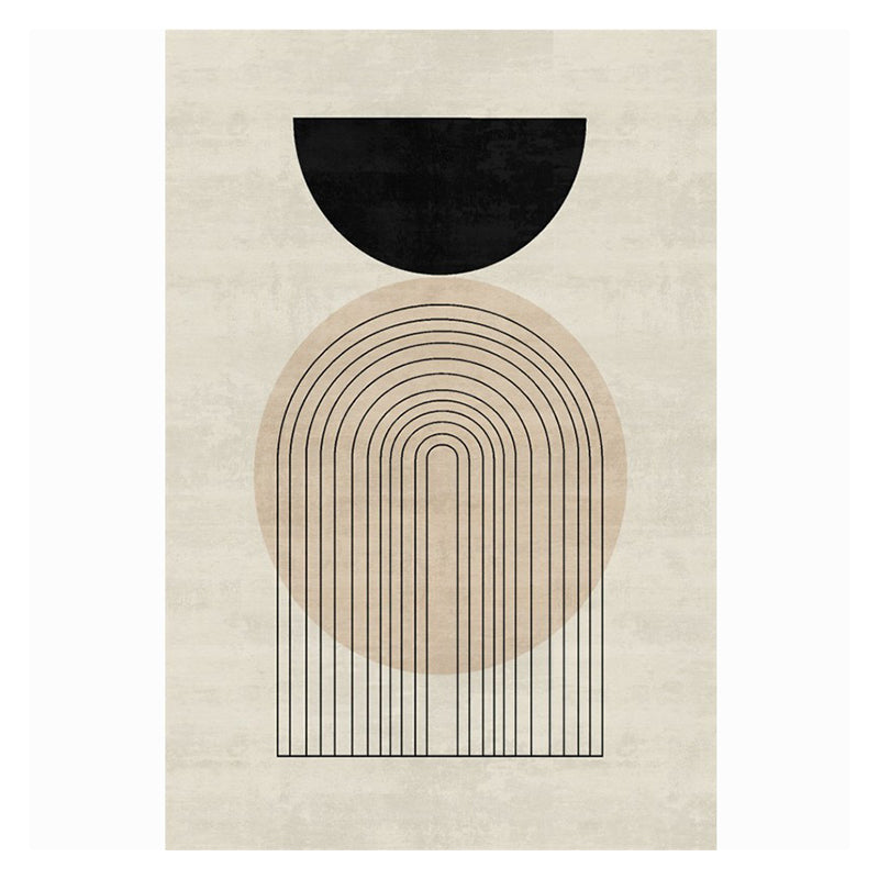 Tapis graphique en polyester moderne gris clair tapis de support sans glissement pour le salon