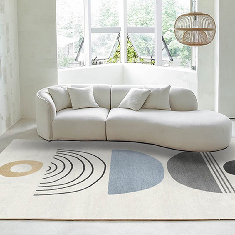 Tapis graphique en polyester moderne gris clair tapis de support sans glissement pour le salon