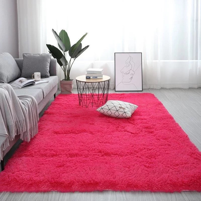 Novelty Plain Shag Carpet Polyester Indoor Rug Non-Slip Backing Area Carpet for Living Room