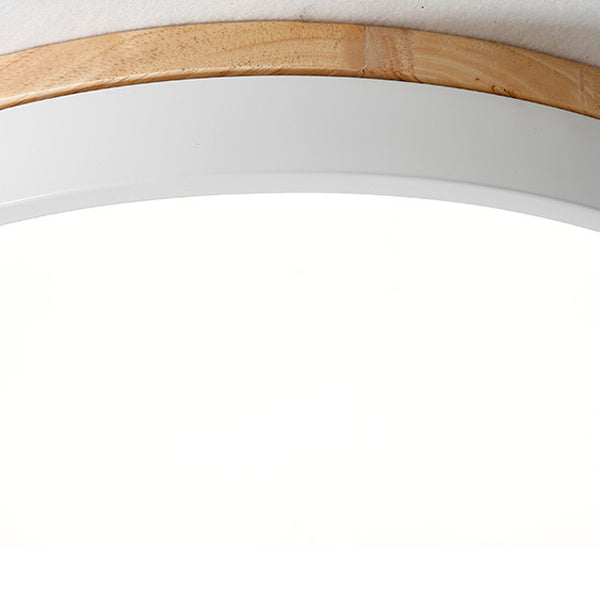 Wooden Round Shape Flush Mount Light Modern Macaroon Style Ceiling Lamp with Acrylic Shade