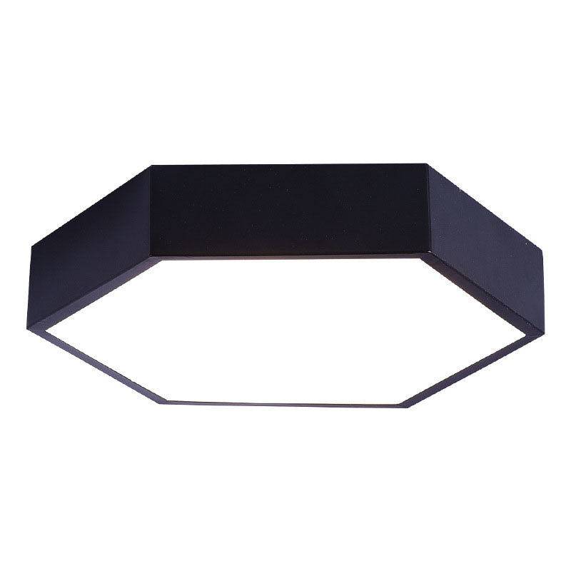 Hexagon Shape LED Ceiling Lamp Modern Macaroon Iron 1 Light Flush Mount for Bedroom