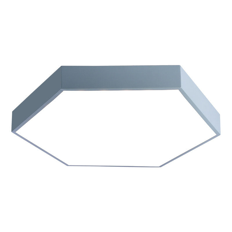 Hexagon Shape LED Ceiling Lamp Modern Macaroon Iron 1 Light Flush Mount for Bedroom