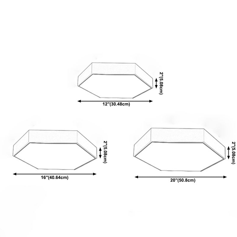 Hexagon Shape LED Ceiling Lamp Modern Macaroon Iron 1 Light Flush Mount for Bedroom