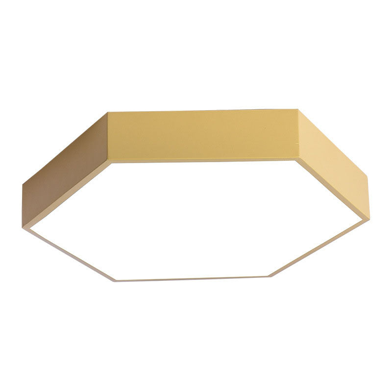 Hexagon Shape LED Ceiling Lamp Modern Macaroon Iron 1 Light Flush Mount for Bedroom