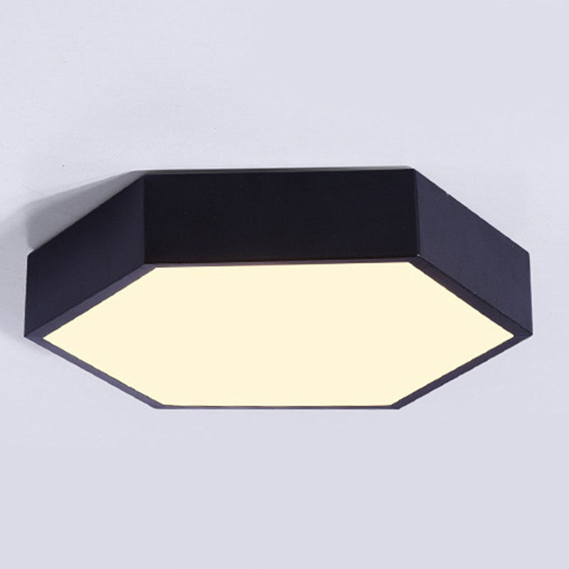 Hexagon Shape LED Ceiling Lamp Modern Macaroon Iron 1 Light Flush Mount for Bedroom