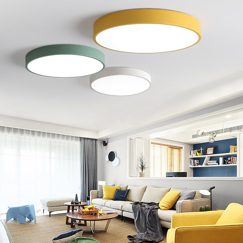 Ronde vorm LED-plafondlamp Modern Macaroon Iron 1 Light Inbouw voor slaapkamergangpad