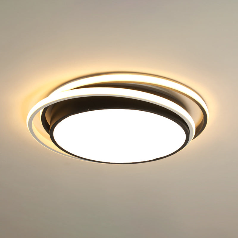 Apparecchio da soffitto in acrilico a 2 luci in stile moderno con montaggio a incasso a LED rotondo